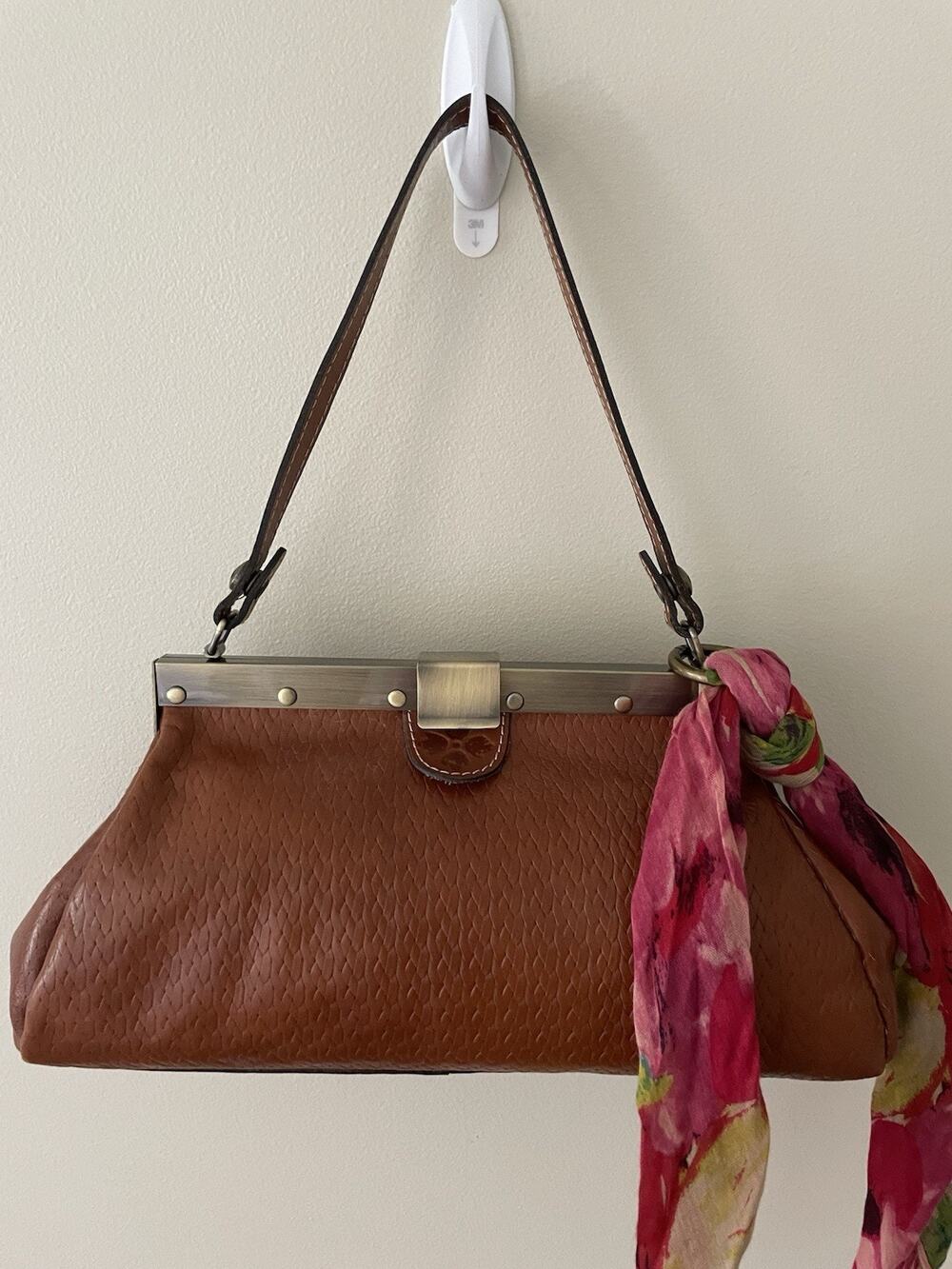 Patricia Nash Ferrara Woven Embossed Italian Leather Satchel Purse